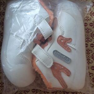 Current Air White and Orange Baby Walker Sneakers with Hook-and-Loop Straps